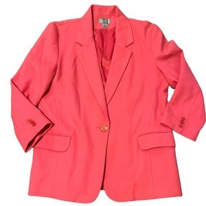 Vintage Nordstrom Pink Merino Wool Blazer medium petite bold, vibrant